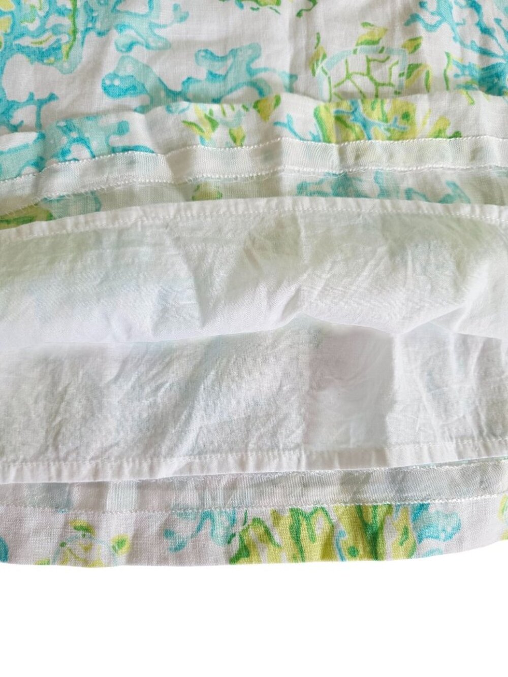 J. Jill Love Linen Sleeveless V-Neck Dress XL Petite Green Aqua Sea Turtle Print - Picture 8 of 13